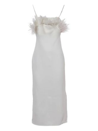 Elliatt feather-detail midi dress - White