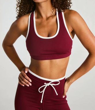 YEAR OF OURS Court Sport Bra In Burgundy/cream