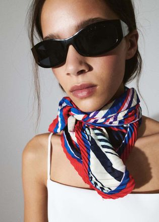 Mango Foulard con texture stampata rosso - Donna - Taglia unica - MANGO