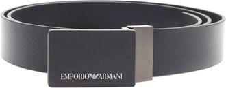 Emporio Armani Riem met Skin Garnet Afwerking - Heren - Riemen - Blauw - ONE Size - Leer - Accessoires