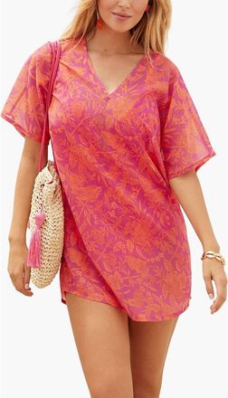 Lascana Womens Tropical Cover Up in Pink Orange at Nordstrom, Size 10