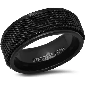 HMY Jewelry Mens Textured Ring in Black at Nordstrom Rack, Size 12