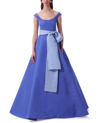 Carolina Herrera Scoop Neck Silk A-Line Gown