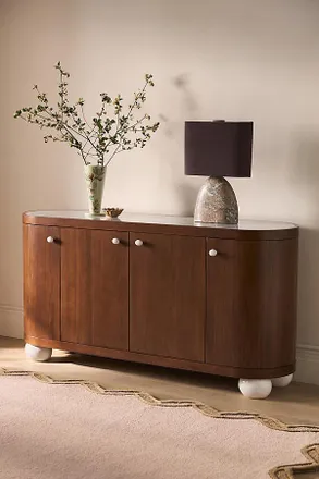 Anthropologie Vivienne 68 Marble Top Wood Sideboard