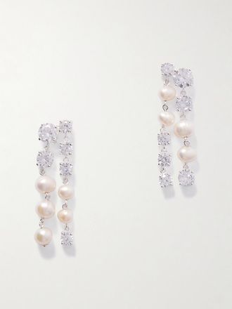 Completedworks Orecchini In Argento Riciclato Con Perle E Zirconia Cubica