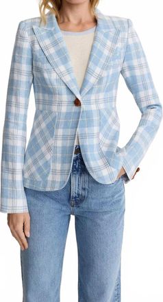 Smythe Patch Pocket Duchess Blazer In Sky Plaid