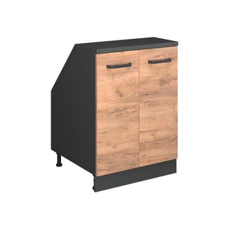 Vicco Armario De Cocina Para Techo Inclinado R-line, Roble Dorado, 60 Cm Con 2 Puertas, 60 Cm De Profundidad, Vicco