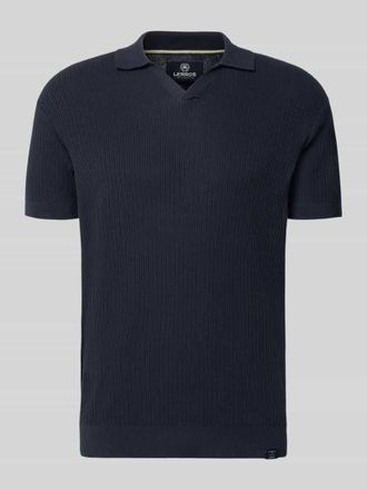 Lerros Slim Fit Strick-Poloshirt mit V-Ausschnitt in Marine, Gr&ouml;&szlig;e XXXL