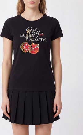 Liu Jo T-shirt slim fit in cotone con stampa grafica e logo a contrasto
