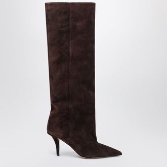 PARIS TEXAS Tall boots in chocolate-coloured suede