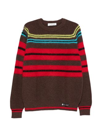 Lanvin Horizontal Stripe Knit Sweater With Crew Neck