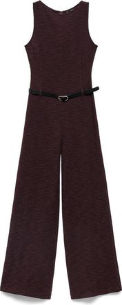 Mango Belted Sleeveless Marl Jumpsuit in Wine at Nordstrom, Size X-Large