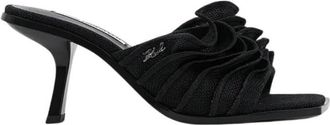 Karl Lagerfeld Karmel Sandalen met Hak - Dames - Muiltjes - Zwart - 35 EU - Katoen - Schoenen