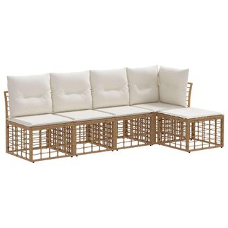 vidaXL Conjunto De Sof&aacute;s De Exterior Natural Poli&eacute;ster Vidaxl