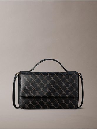 Calvin Klein Womens Coated Monogram Phone Crossbody - Black