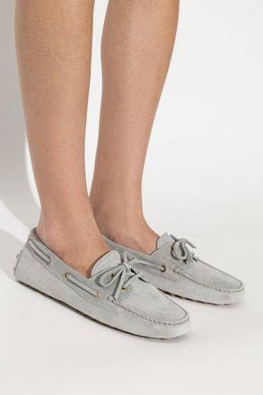 Tod's Gommino Leather Shoes, Womens, Grey