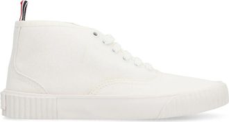 Thom Browne Driekleurige Vulcanized Mid-Top Sneakers - Dames - Sneakers - Wit - 38 1/2 EU - Katoen - Schoenen