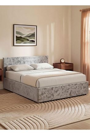 Home Discount Vida Designs Veronica Double Ottoman Bed Velvet Fabric 820 x 1440 x 2000 mm in Silver