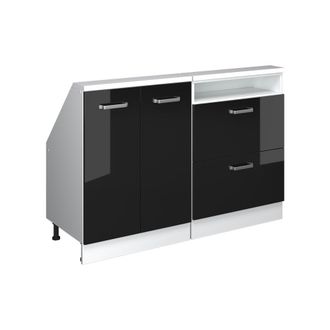 Vicco Armario De Cocina Para Techo Inclinado R-line, Negro Brillo Intenso, 120 Cm Lote De 2, Vicco