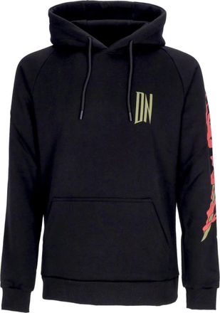 Dolly Noire Zwarte Draken Hoodie met Kangoeroezak - Heren - Hoodies - Zwart - XS - Katoen - Hoodies & sweatvesten