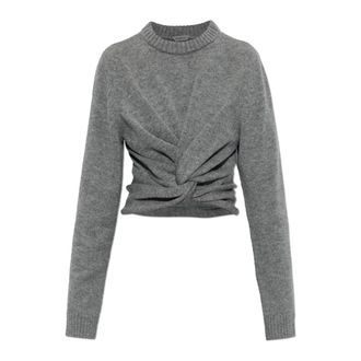 Balenciaga Trui met ronde hals - Dames - Truien - Grijs - Maat: XS Wol