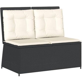 vidaXL Sill&oacute;n Reclinable De Jard&iacute;n Con Cojines Rat&aacute;n Sint&eacute;tico Negro Vidaxl