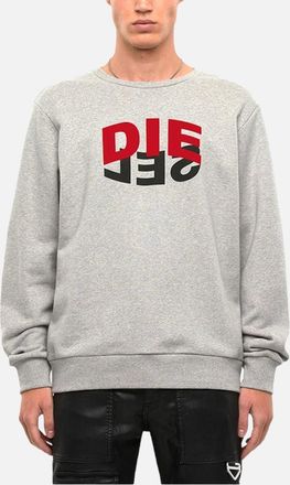 Diesel Mens DIESEL S GIRK N80 Felpa Mens Sweatshirt Pullover Reverse Logo Crew Neck Grey New - Size: 38