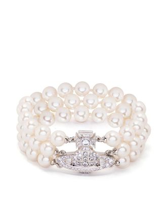 Vivienne Westwood Three-Strand Pearl Bracelet with Silver-Tone Clasp
