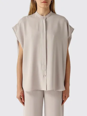Herno Camicia a maniche corte in cr&ecirc;pe con colletto alla coreana