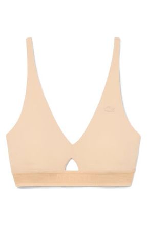 Lacoste Cutout Wireless Microfiber Bra in Biscuit at Nordstrom, Size X-Large