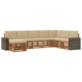 vidaXL Conjunto De Sof&aacute;s De Exterior Con Coj&iacute;n 8 Pcs Natural Y Beige Vidaxl