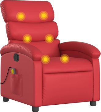 vidaXL Sill&oacute;n De Masaje Reclinable Cuero Sint&eacute;tico Rojo Vidaxl