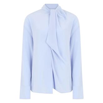 Victoria Beckham Blouses, female, Blue, Size: 2XS Drape Detail Blouse