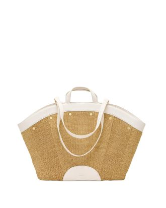 Hammitt Hammitt Shelley Tote Calla Lily White Raffia Brushed Gold Hammered
