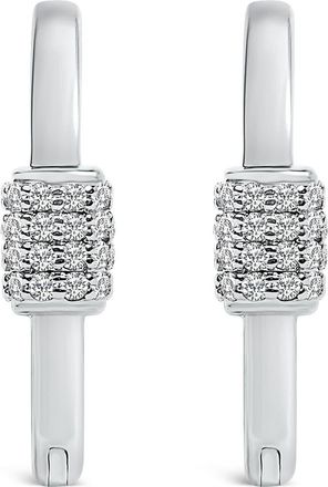 House of Brilliance 10K Gold 3/8 Cttw Lab Grown Diamond Heart Shaped Huggie Hoop Earrings in White at Nordstrom