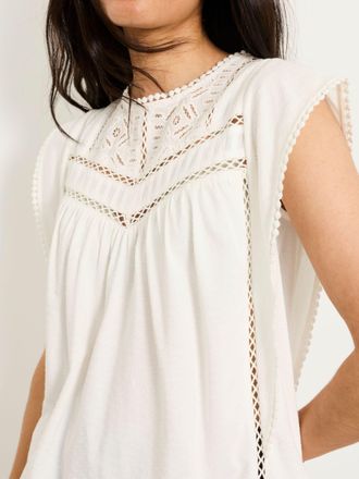Fat Face FatFace Lisa White Lace Jersey Tank Top