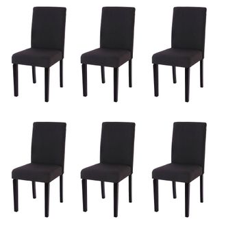 Hhg Hhg - Lote De 6 Sillas De Comedor Silla De Cocina Littau, Textil, Negro, Patas Oscuras