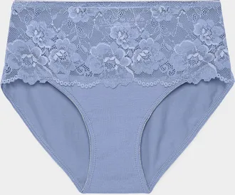 Miiyu Womens Sheer floral band high-waist classic Hipster Panties Cotton