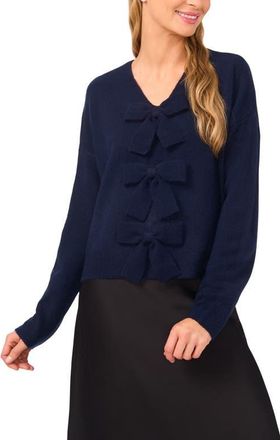 CeCe by Cynthia Steffe Bow Front Sweter in Classic Navy at Nordstrom, Size Xx-Large