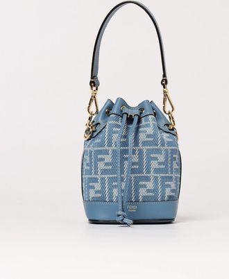 Fendi Borsa Mon Tresor Fendi in pelle e denim con monogram FF jacquard