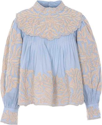 Sea New York Light Blue Alexandra Embroidered Shirt
