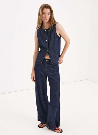 Mango Gilet denim bottoni blu - Donna - XXS - MANGO