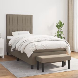 vidaXL Cama Box Spring Con Colch&oacute;n Tela Gris Taupe 80x200 Cm Vidaxl