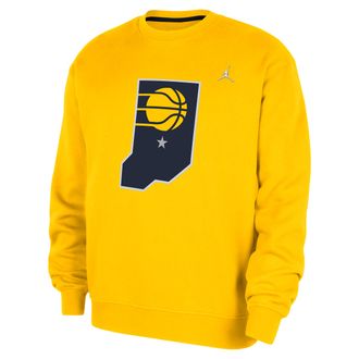 Nike Jordan Mens Indiana Pacers Statement Essentials Jordan NBA Fleece Crew-Neck Sweatshirt in Yellow | HM7586-728
