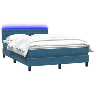 vidaXL Cama Box Spring Con Colch&oacute;n Terciopelo Azul Oscuro 140x210 Cm Vidaxl