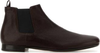 Prada Brown Leather Ankle Boots