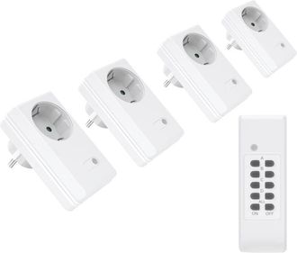 None Set di prese radiocomandate conecto: 4x prese radiocomandate e 1x telecomando, 1100 Watt, bianco