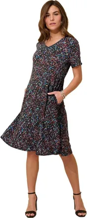 Roaman's Plus Size Stretch Knit Pocket Swing Dress in Multi Confetti at Nordstrom, Size 28