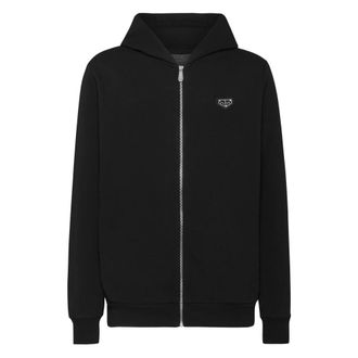 Philipp Plein Hoodies & sweatvesten, Heren, Zwart, 2Xl, Katoen, Hooded Sweatjacket Iconic