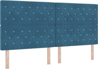 vidaXL LED Headboard with LED Strip Lights Dark blue 100 cm Velvet vidaXL